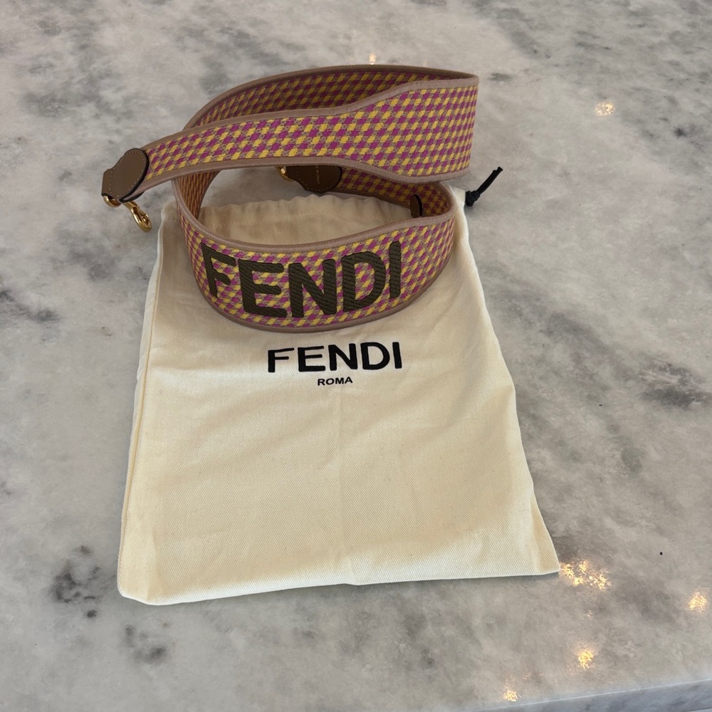 Fendi Pink and Yellow Checkered Strap